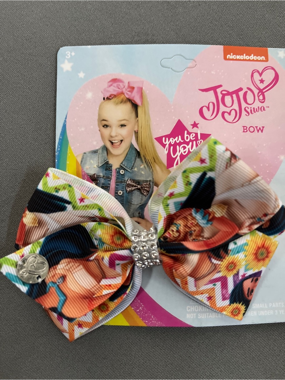 JoJo Siwa Multicolor Printed Bow Hair Clip with Rhinestone Center